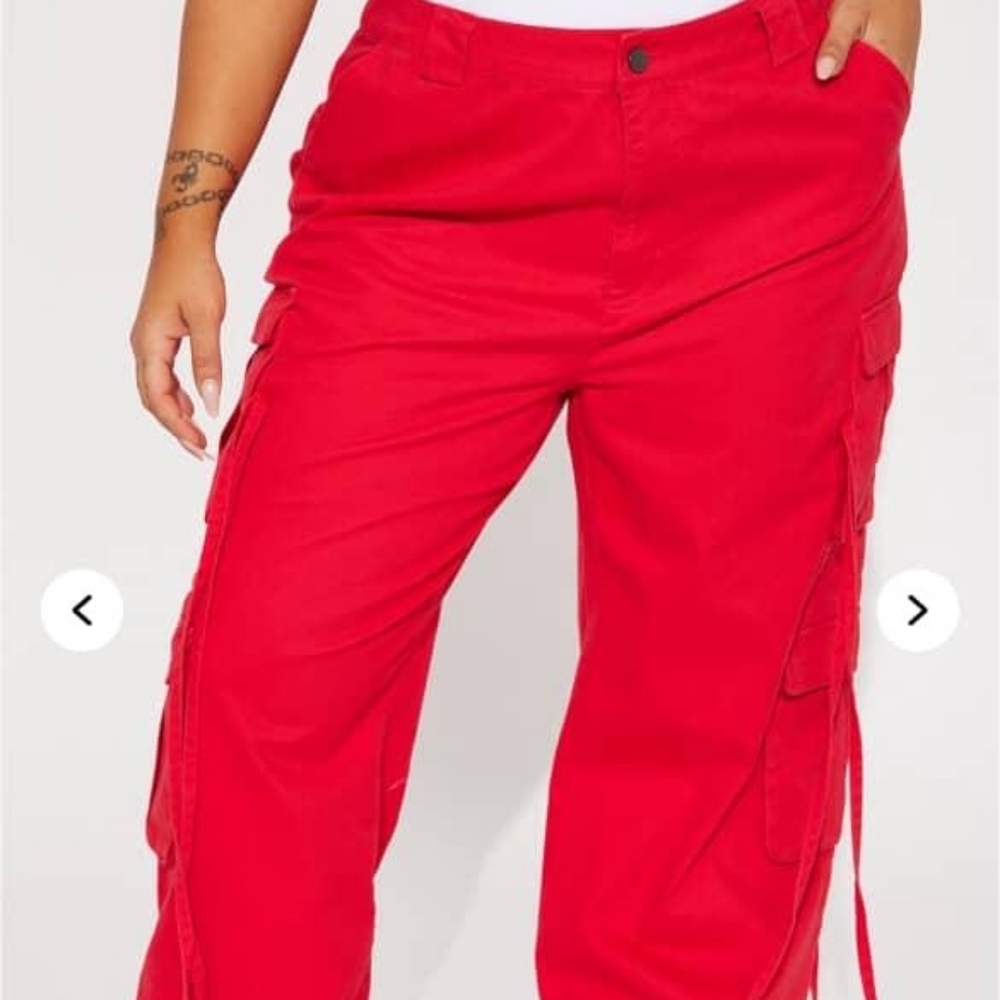 Fashion Nova Red Cargo Trousers